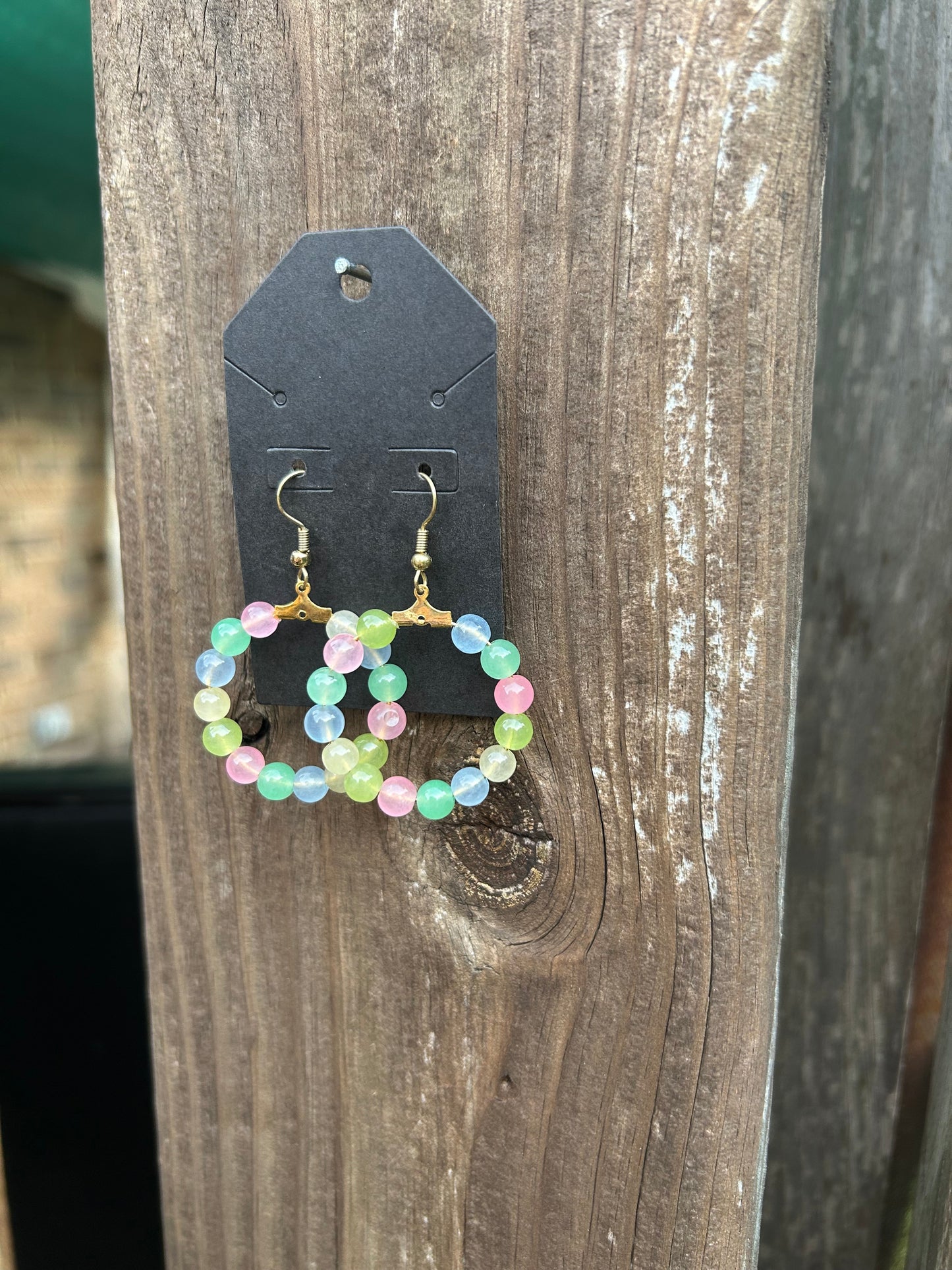 Jade Bead Hoop Earrings
