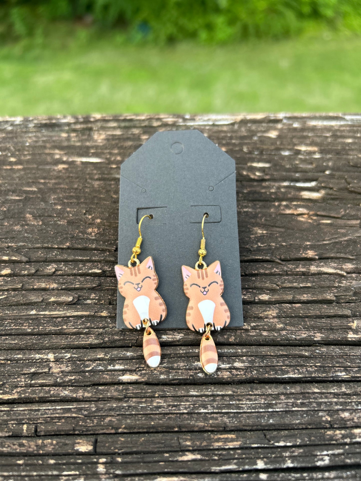 Brown Cat Earrings