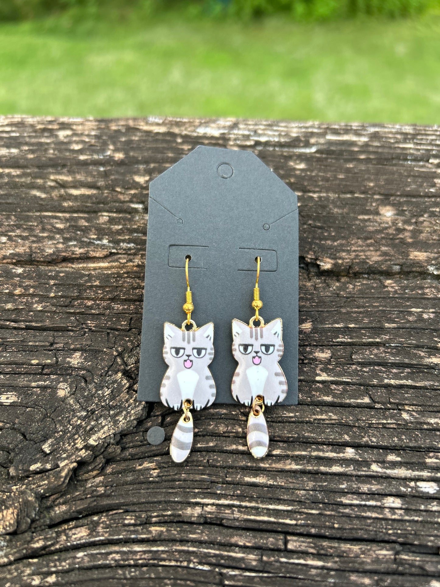 Gray Cat Earrings