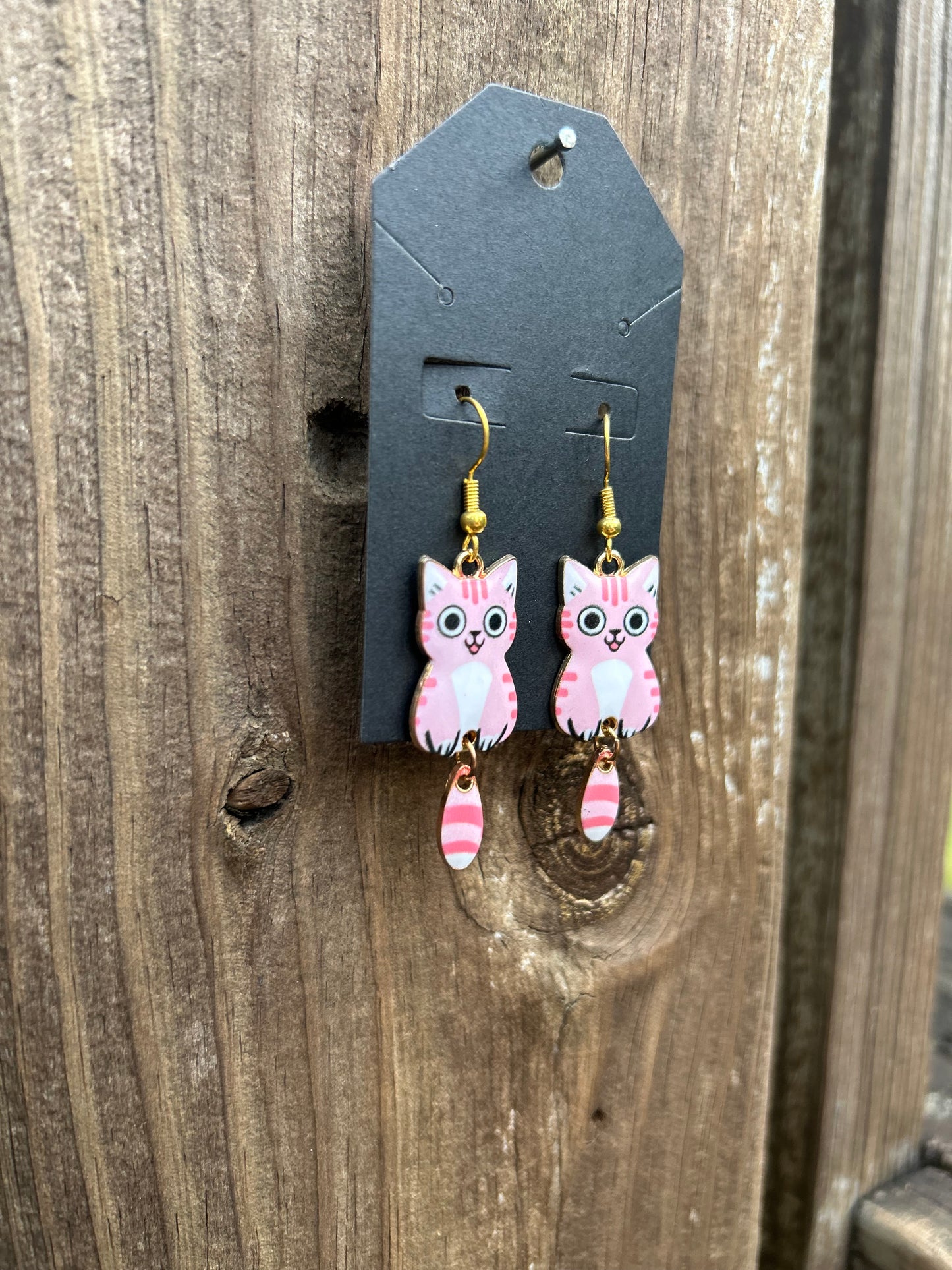 Pink Cat Earrings