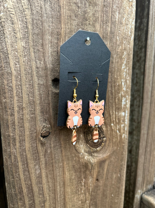 Brown Cat Earrings