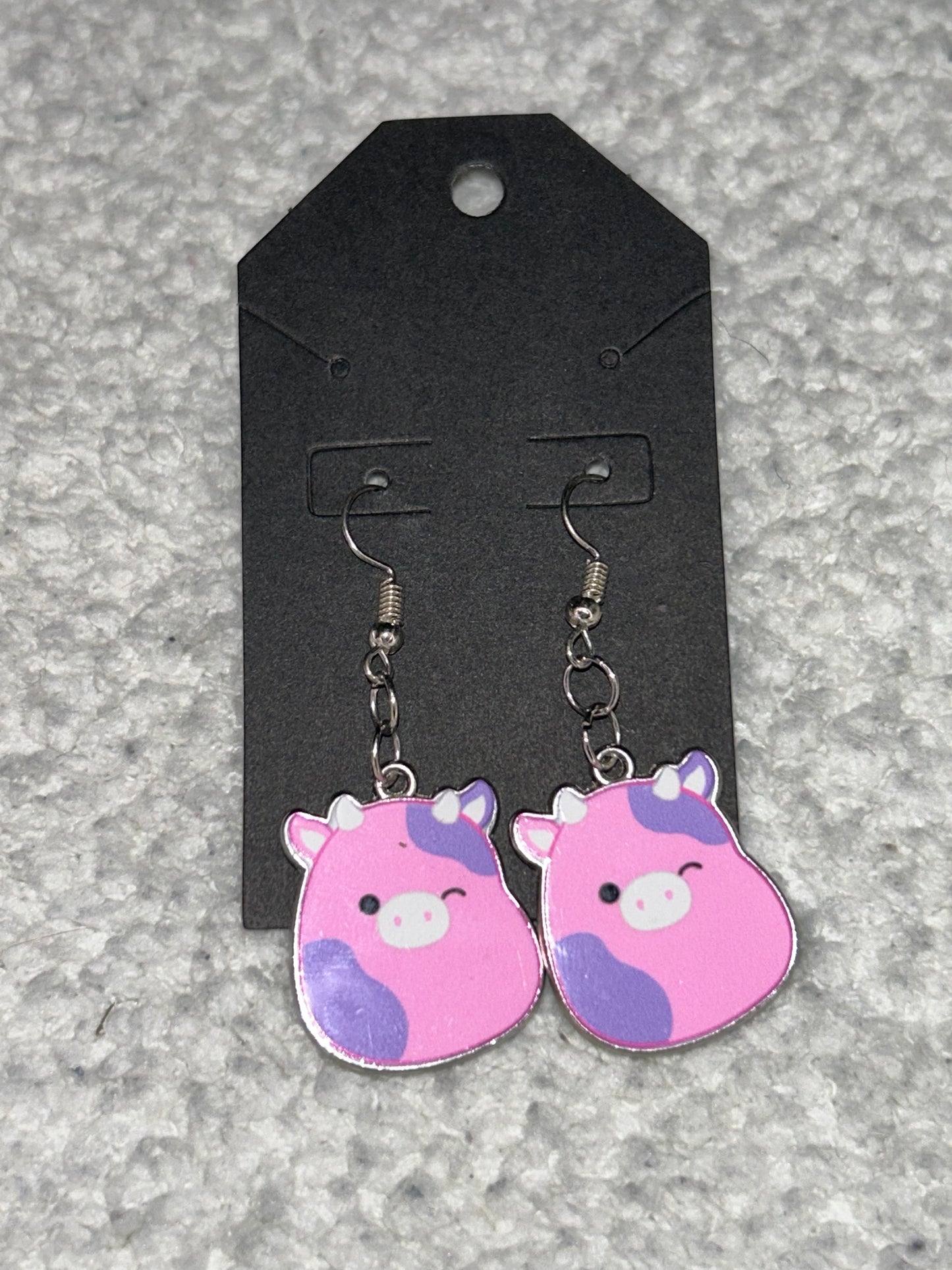 Squishmallow Pink Cow Earrings