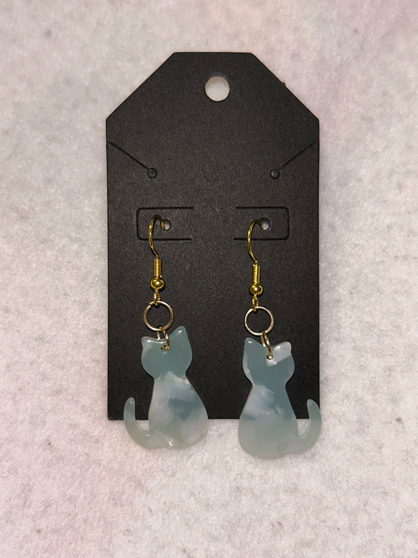Marble Cat Earrings (Green)
