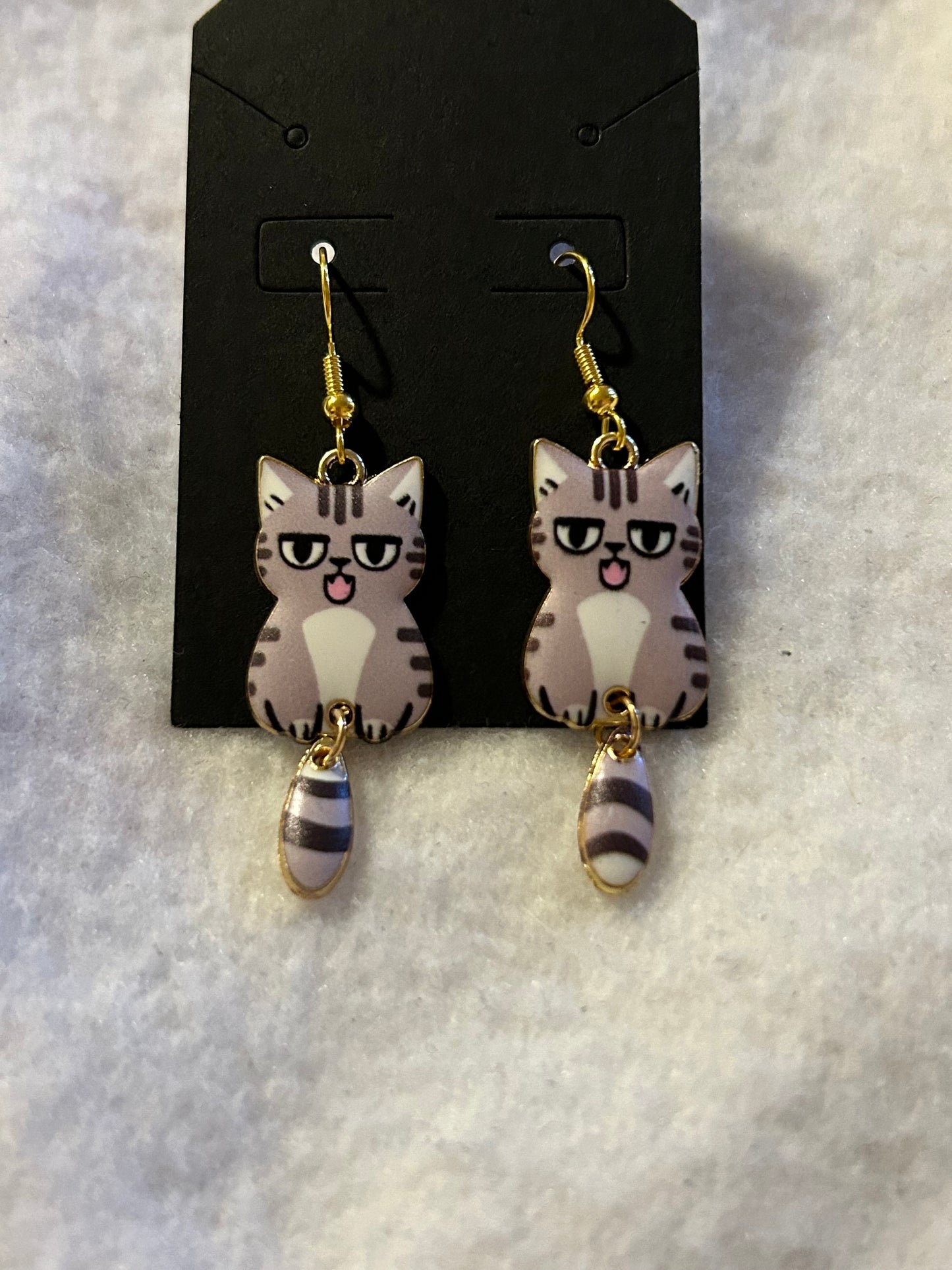 Gray Cat Earrings