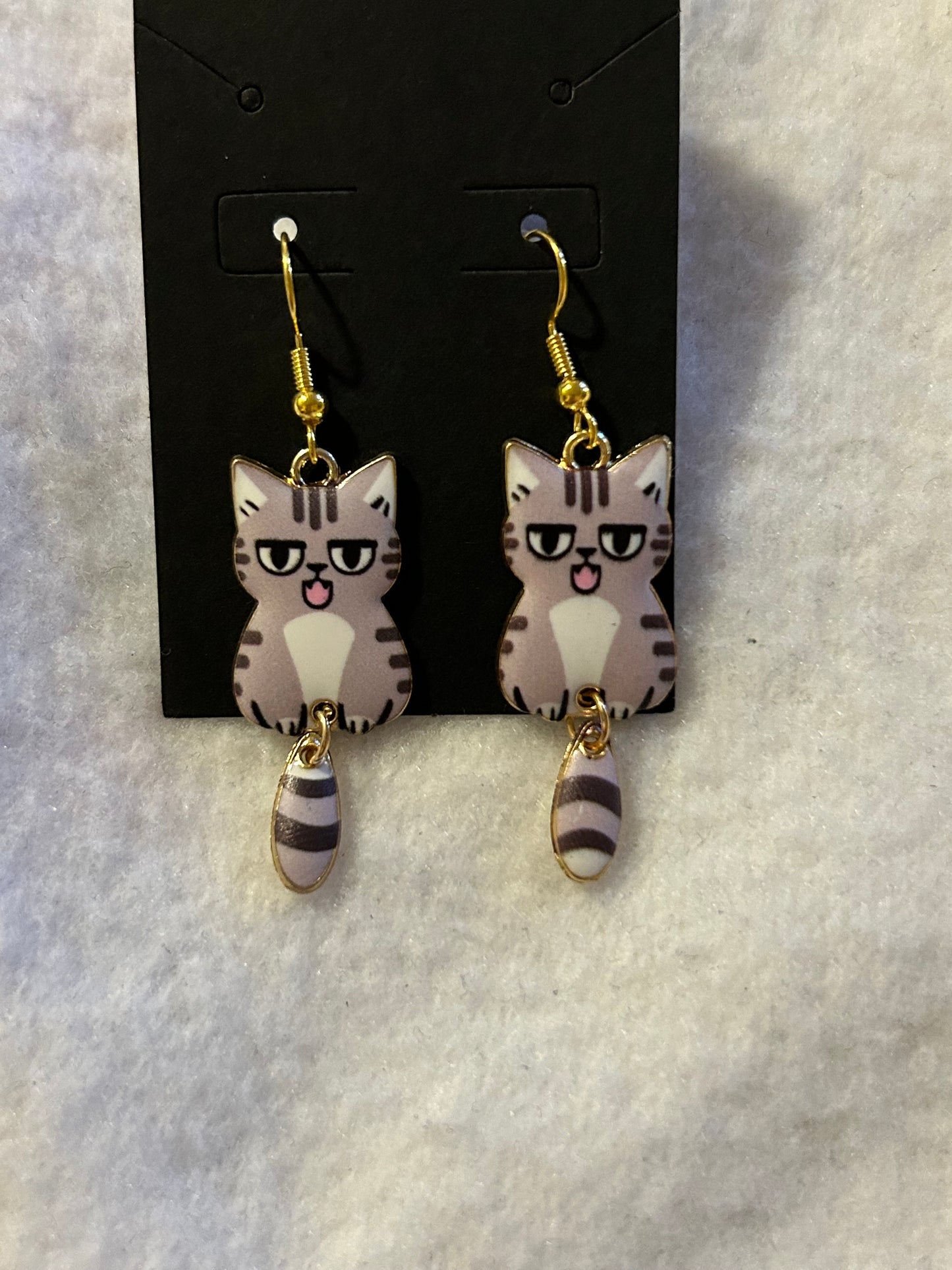 Gray Cat Earrings