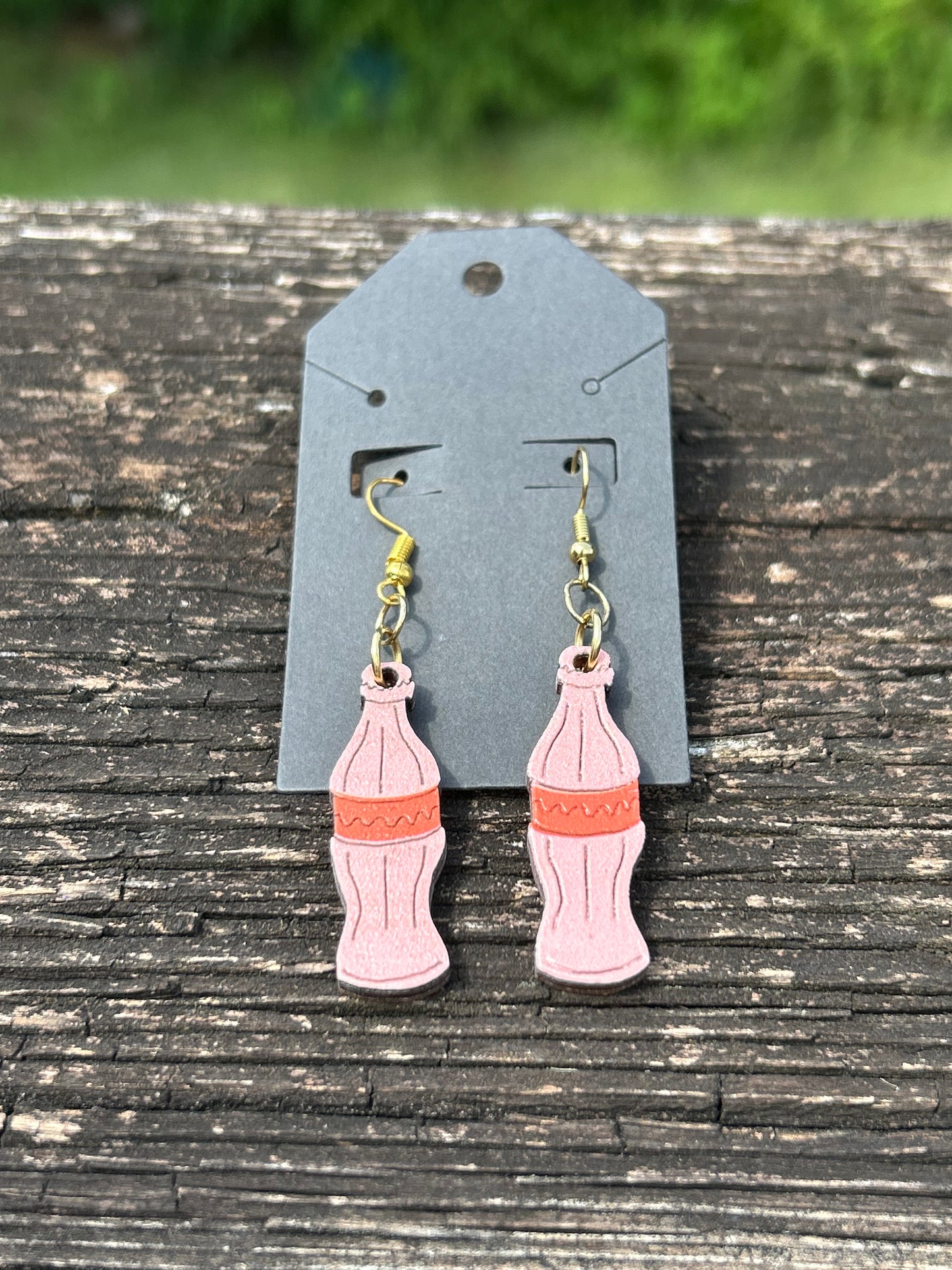 Wooden Soda Bottle Earrings