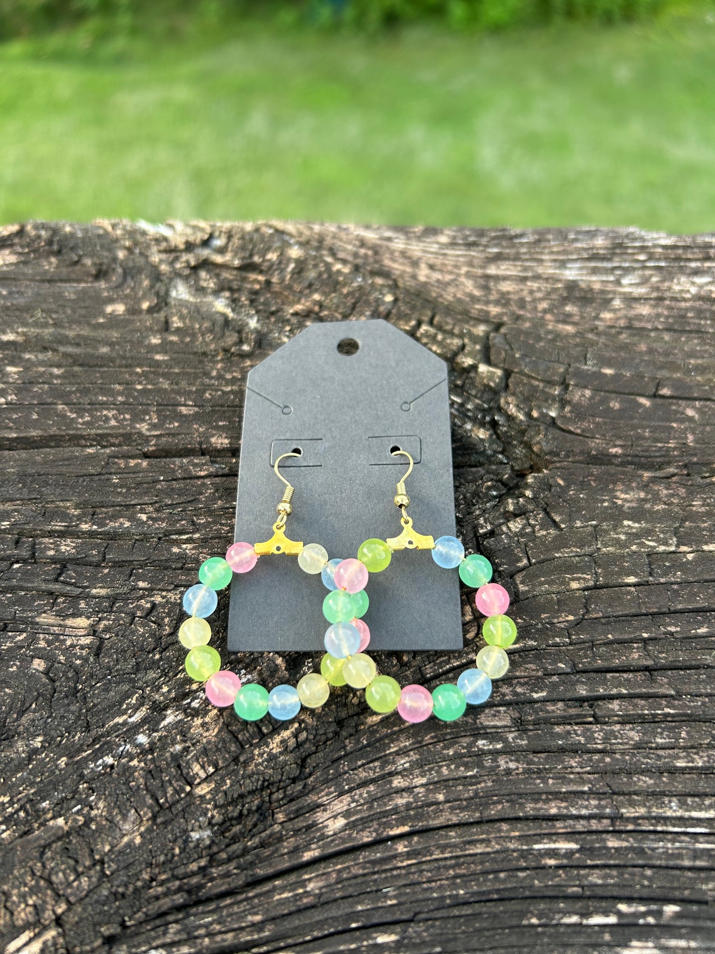 Jade Bead Hoop Earrings