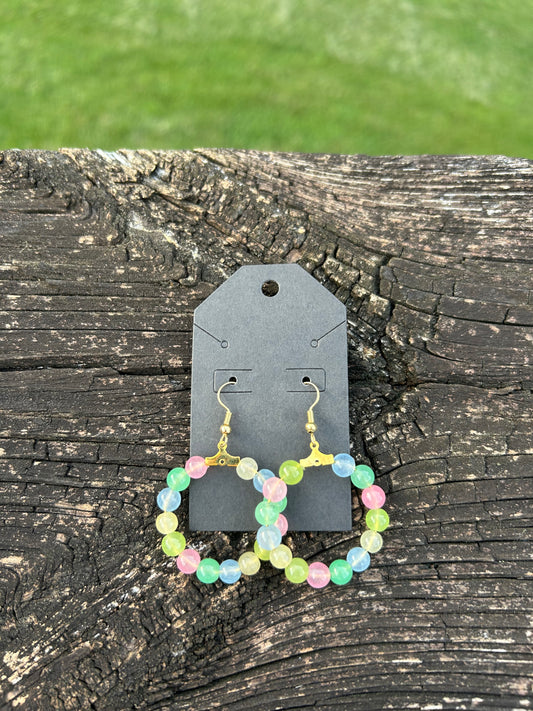 Jade Bead Hoop Earrings