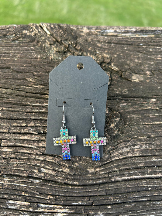 Colorful Cross Earrings