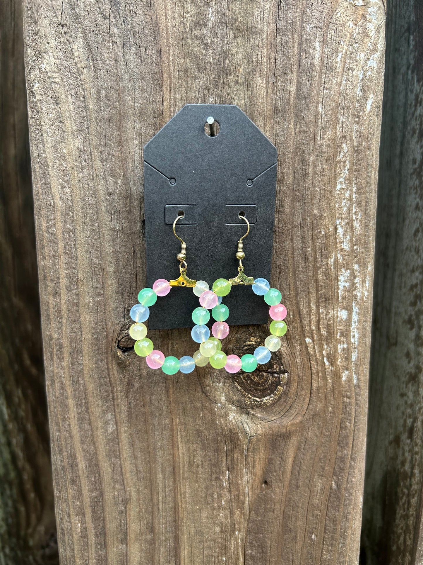 Jade Bead Hoop Earrings