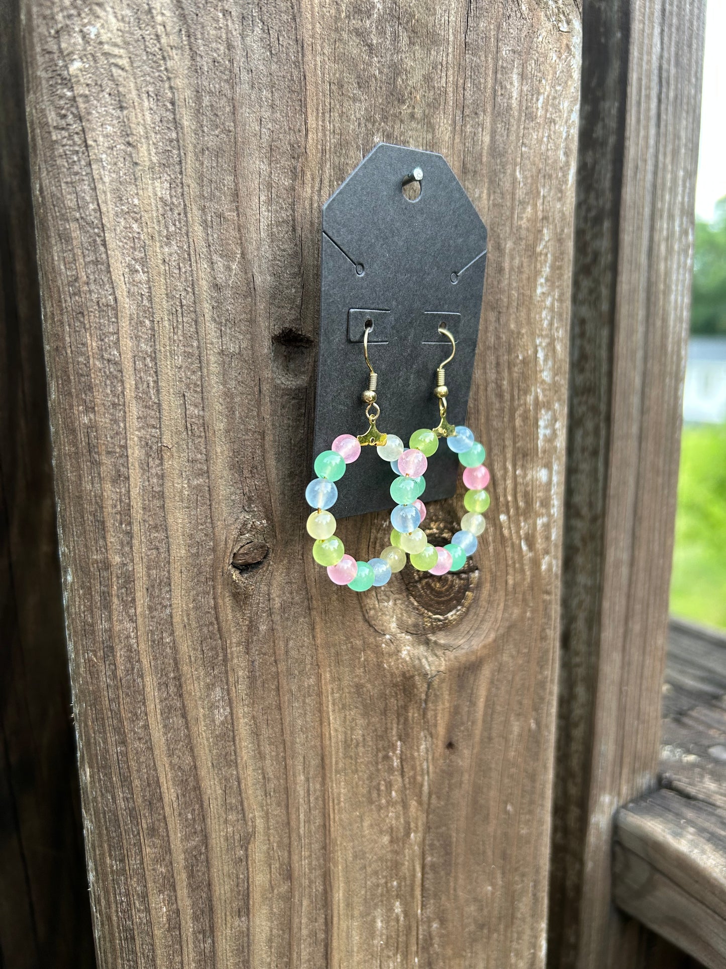Jade Bead Hoop Earrings