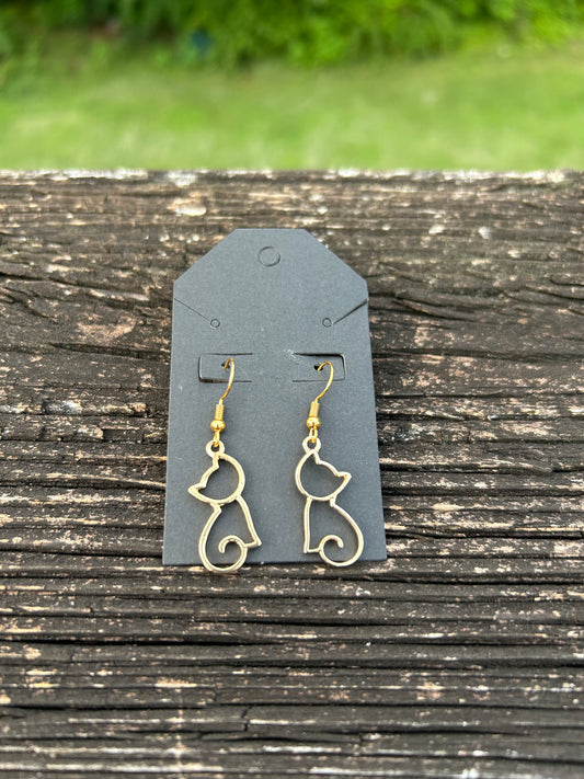 Gold Cat Earrings