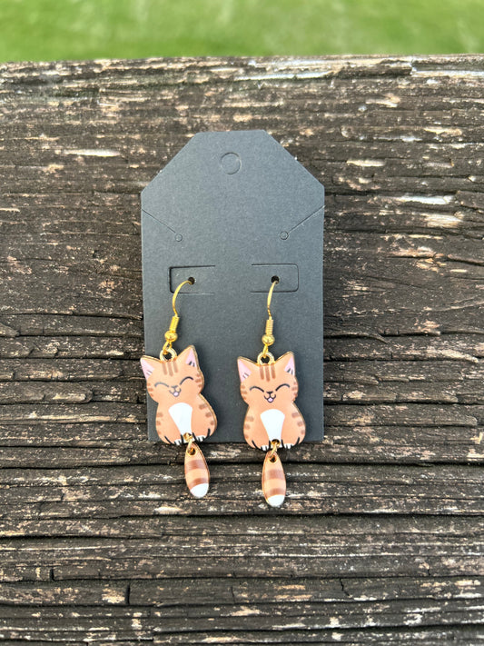 Brown Cat Earrings