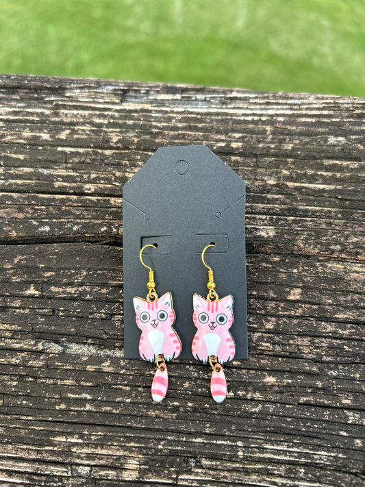 Pink Cat Earrings