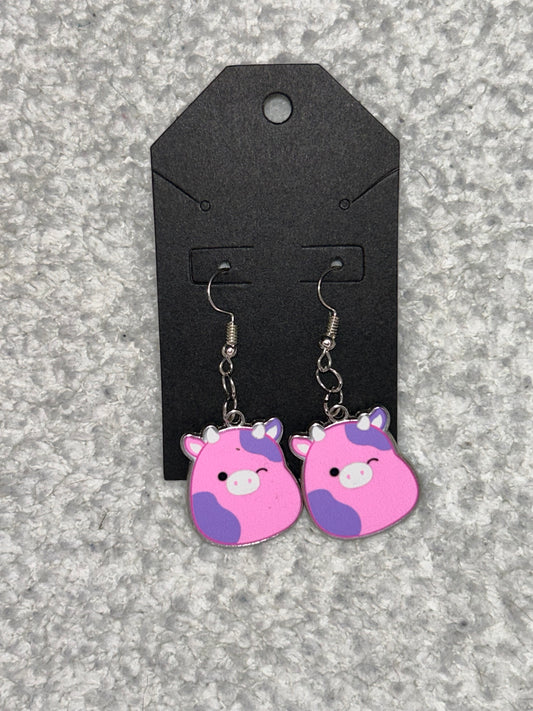 Squishmallow Pink Cow Earrings